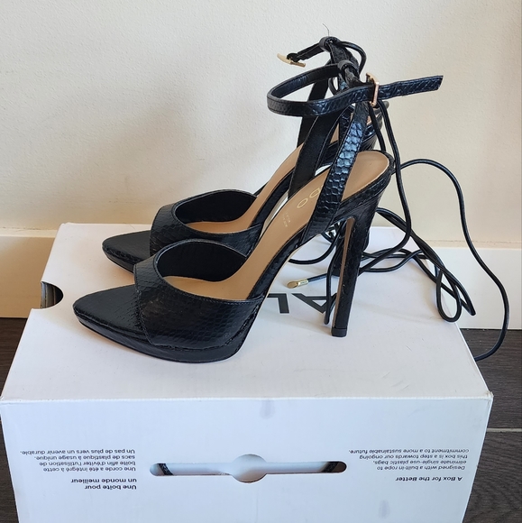 Black Aldo Strappy Heels - Size 5 - Picture 2 of 3